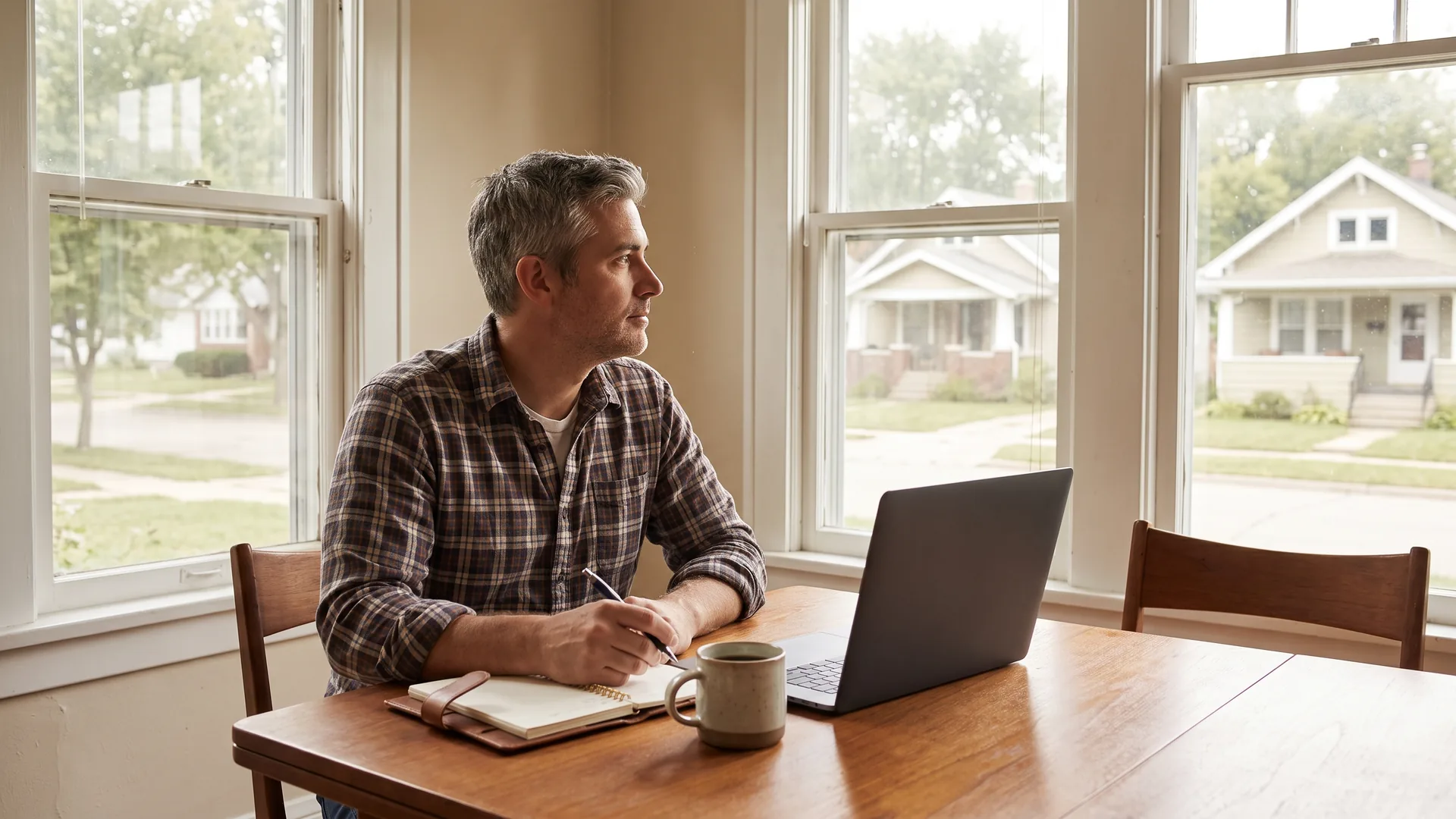 Investor working through rental numbers at a dining table while evaluating a property's cash flow potential