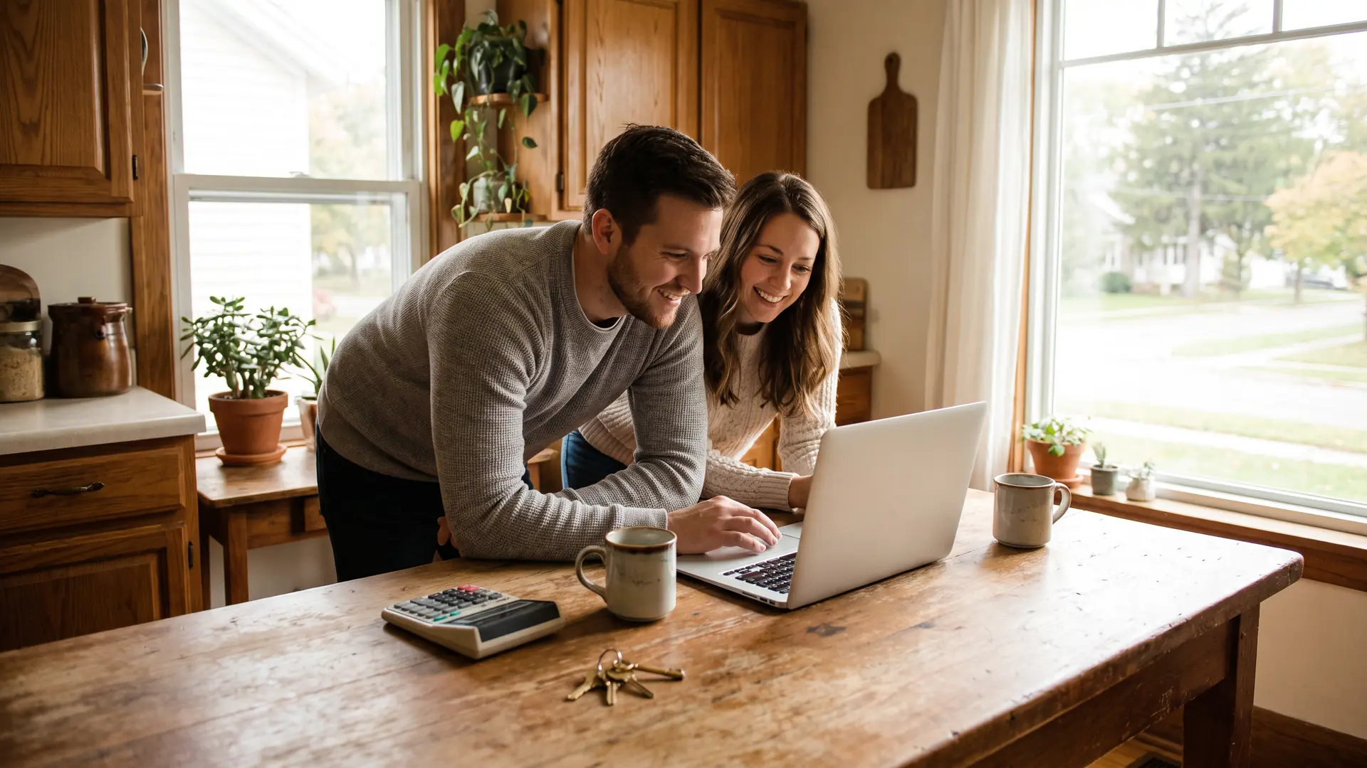 Michigan couple at a kitchen table comparing mortgage rate options as Federal Reserve policy shifts borrowing costs