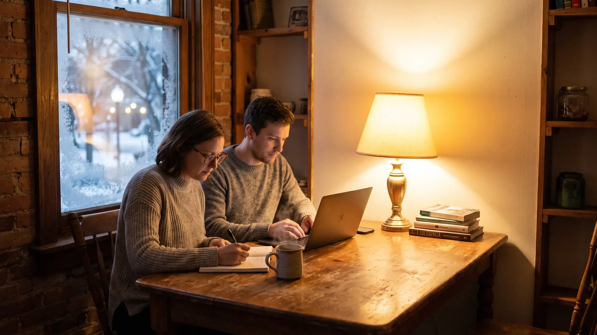 Couple planning a debt payoff strategy at home to improve their debt-to-income ratio before a mortgage application