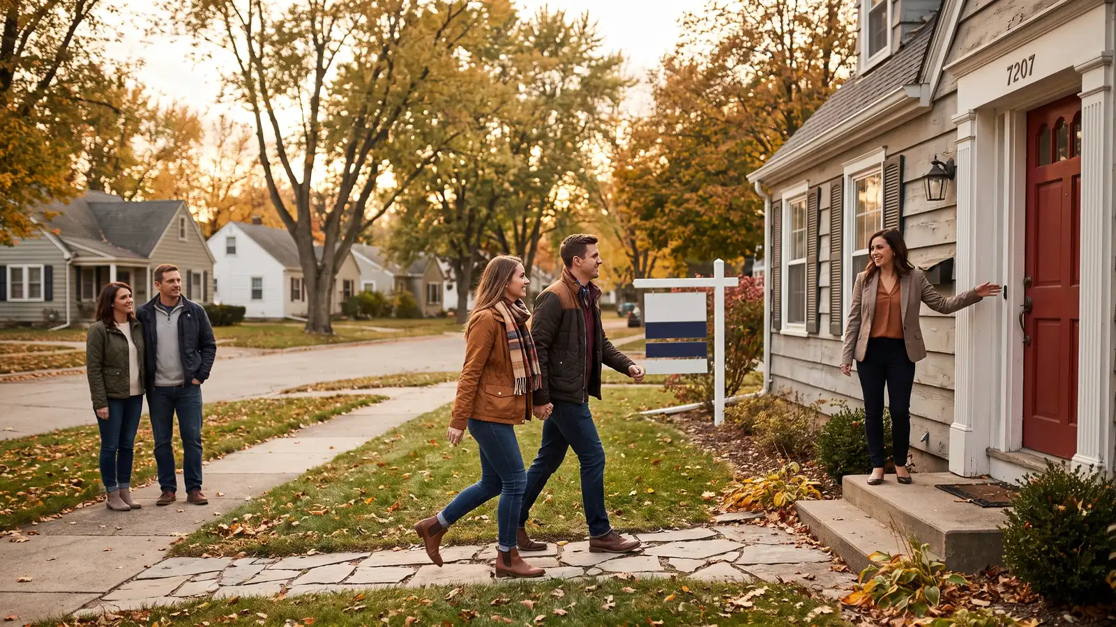 Buyers arriving quickly to a home showing ahead of other shoppers while navigating a seller's market