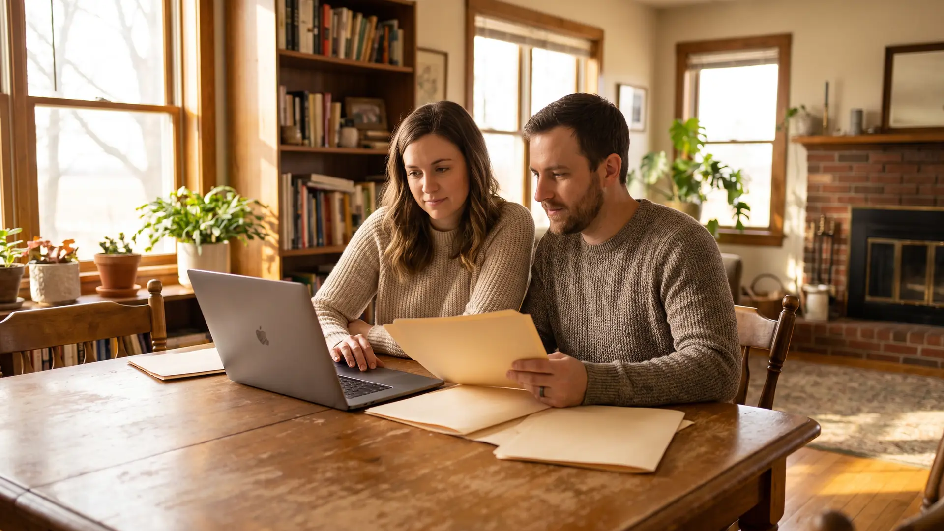Couple at a dining table comparing loan offers under new mortgage disclosure rules
