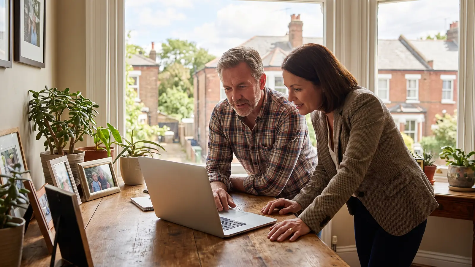 Homeowner meeting with a title professional to resolve a lien before selling a home with a lien on it