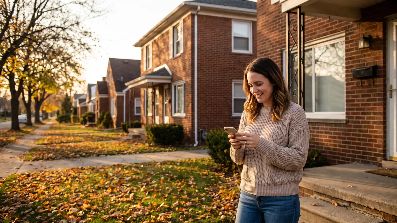 Investor on the porch of a brick duplex, illustrating the tax benefits of real estate investing